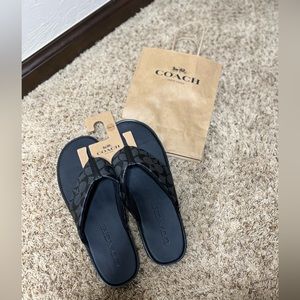 Black on Black Coach Mens Sandals/Flip Flops